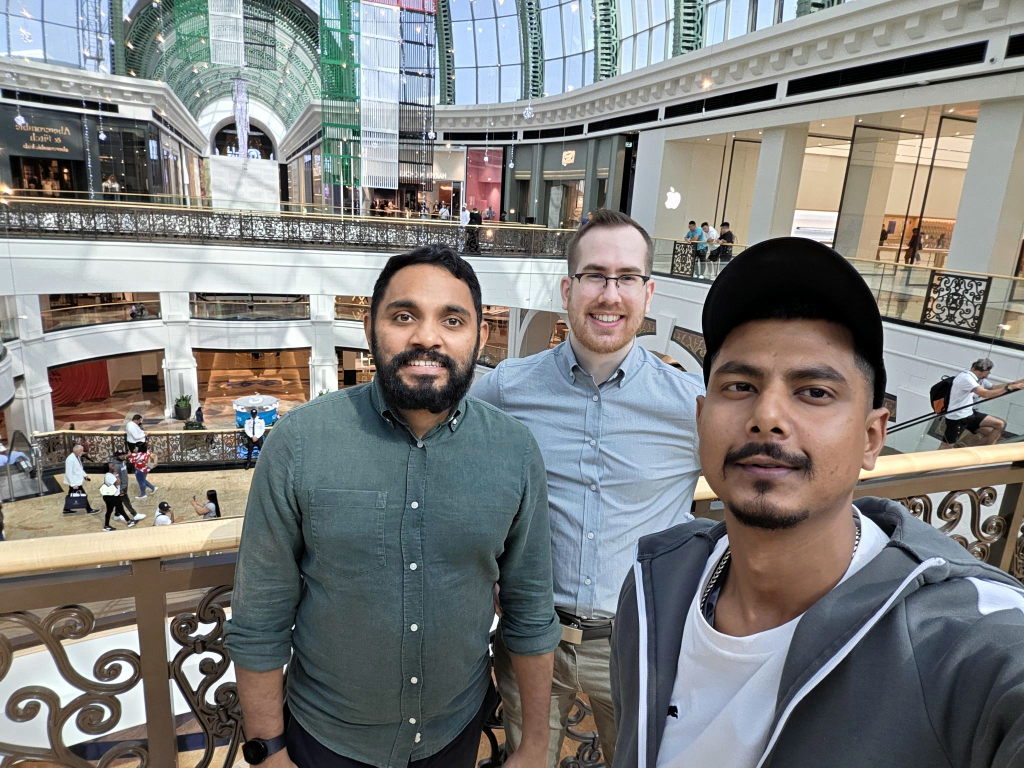 From left to right: Vipin, Max, Simon in Mall of Emirates